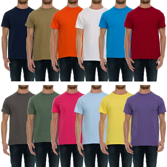 SOCKS'NBULK 12 Pack Mens Cotton Crew Neck Short Sleeve T-Shirts Mix Colors Bulk (Small)