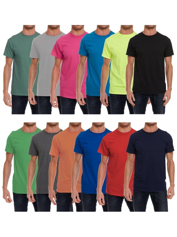 Mens Cotton Crew Neck Short Sleeve T-Shirts Mix Colors Bulk (12 Pack Mix, XX-Large)