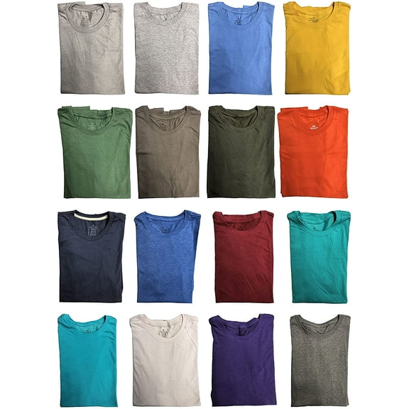 SOCKS'NBULK Mens Cotton Crew Neck Short Sleeve T-Shirts Mix Colors Bulk (36 Pack Mix, Small)