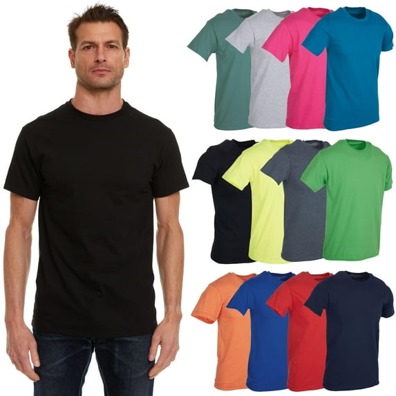SOCKS'NBULK Mens Cotton Crew Neck Short Sleeve T-Shirts Mix Colors Bulk Pack (12 Pack Mix Color, Medium)