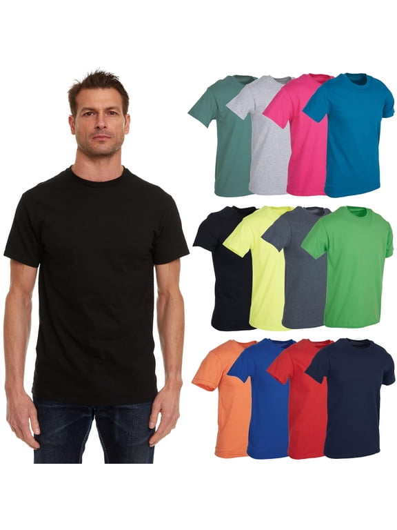 Mens Cotton Crew Neck Short Sleeve T-Shirts Mix Colors Bulk Pack (12 Pack Mix Color, Medium)