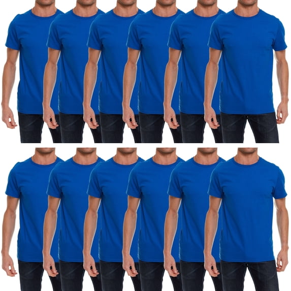 SOCKS’NBULK Mens Cotton Crew Neck Short Sleeve T-Shirts Mix Colors Bulk Pack (12 Pack)