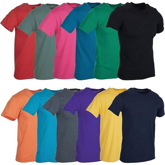 SOCKS'NBULK Mens Cotton Crew Neck Short Sleeve T-Shirts Mix Colors Bulk Pack (12 Pack)
