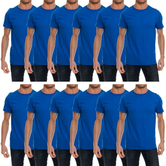 SOCKS'NBULK Mens Cotton Crew Neck Short Sleeve T-Shirts Mix Colors Bulk Pack (12 Pairs)