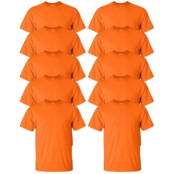 SOCKS'NBULK Mens Cotton Crew Neck Short Sleeve T-Shirts Mix Colors Bulk Pack (24 Pack Orange Solid, 3X-Large, 3X_l)