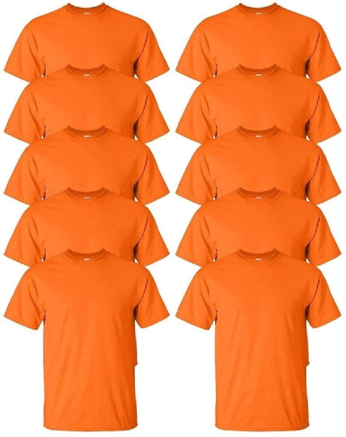 SOCKS'NBULK Mens Cotton Crew Neck Short Sleeve T-Shirts Mix Colors Bulk Pack (24 Pack Orange Solid, 3X-Large, 3X_l)