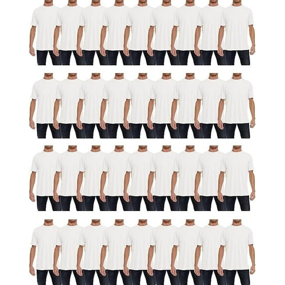 SOCKS'NBULK Mens Cotton Crew Neck Short Sleeve T-Shirts Mix Colors Bulk Pack (36 Pack)