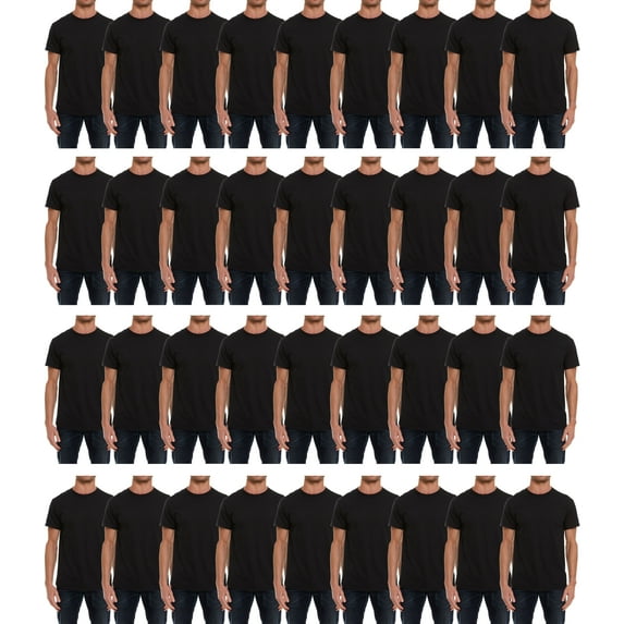 SOCKS'NBULK Mens Cotton Crew Neck Short Sleeve T-Shirts Mix Colors Bulk Pack (36 Pairs)