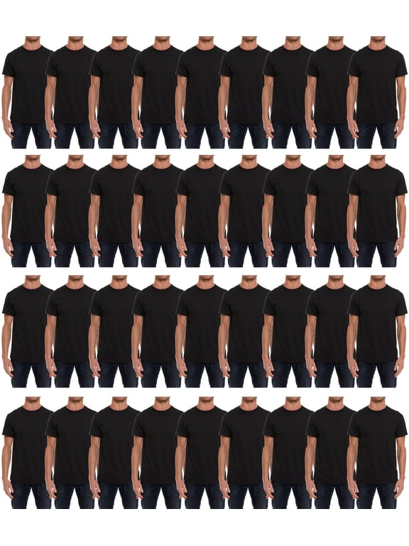SOCKS'NBULK Mens Cotton Crew Neck Short Sleeve T-Shirts Mix Colors Bulk Pack (36 Pairs)