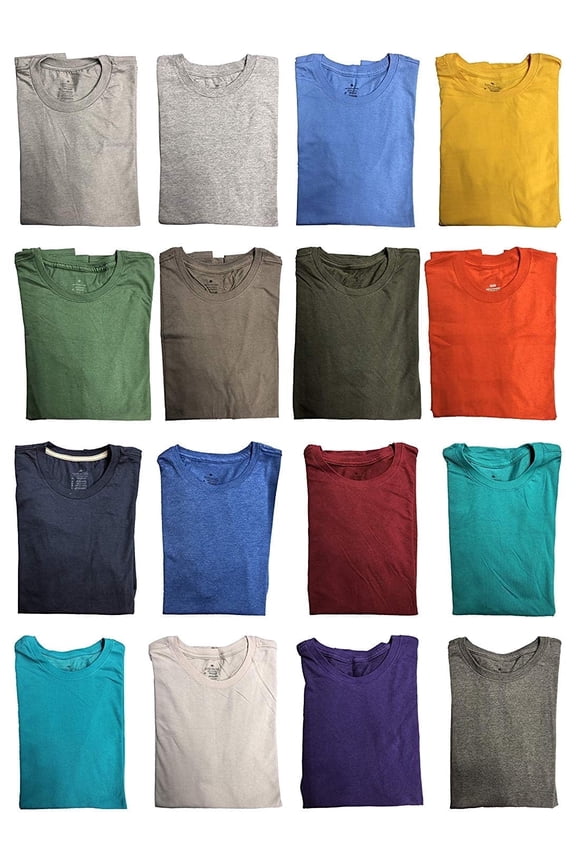 SOCKS'NBULK Mens Cotton Crew Neck Short Sleeve T-Shirts Mix Colors Bulk Pack Value Deal - 180 Pack Mix - Large