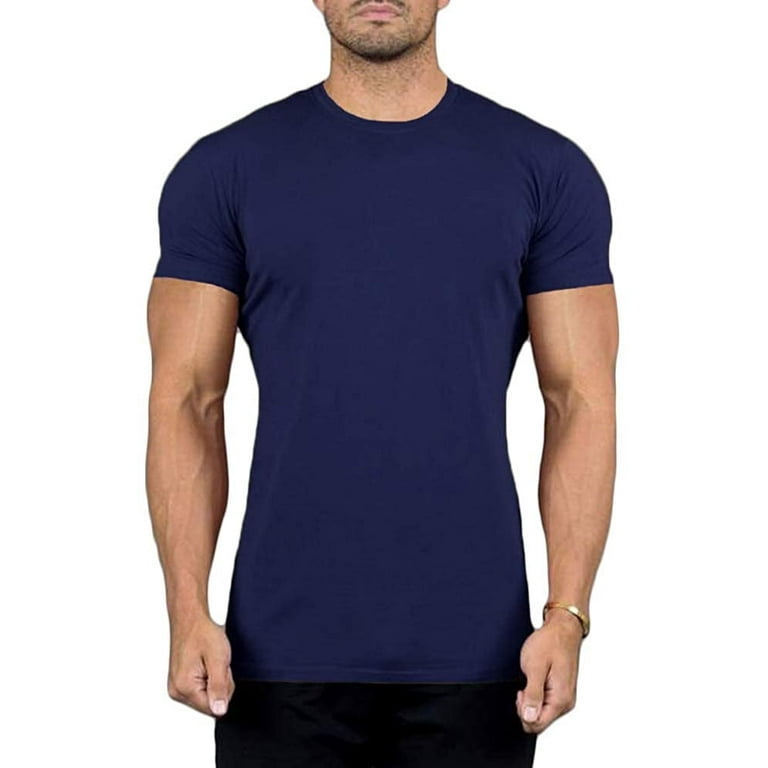 Socks nbulk Mens Cotton Crew Neck Short Sleeve T shirts Mix Colors Bulk Pack Men s Size Small Blue