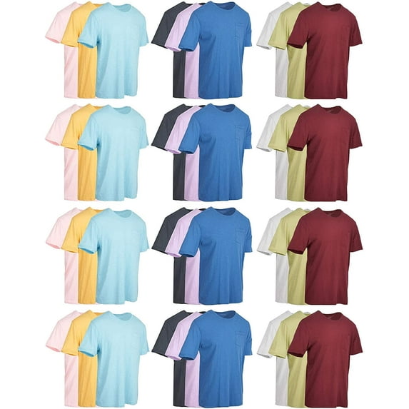 SOCKS'NBULK Mens Cotton Crew Neck Short Sleeve T-Shirts Mix Colors Bulk Pack