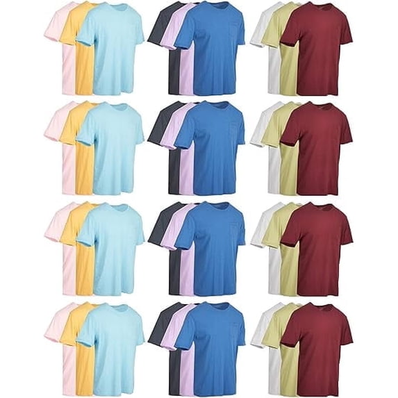 SOCKS'NBULK Mens Cotton Crew Neck Short Sleeve T-Shirts Mix Colors Bulk Pack