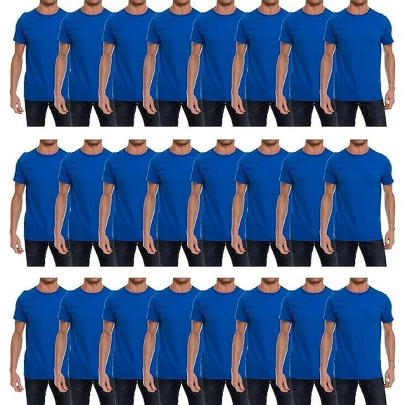 SOCKS'NBULK Mens Cotton Crew Neck Short Sleeve T-Shirts Royal Blue Color Bulk Pack Value Deal (24, Small)