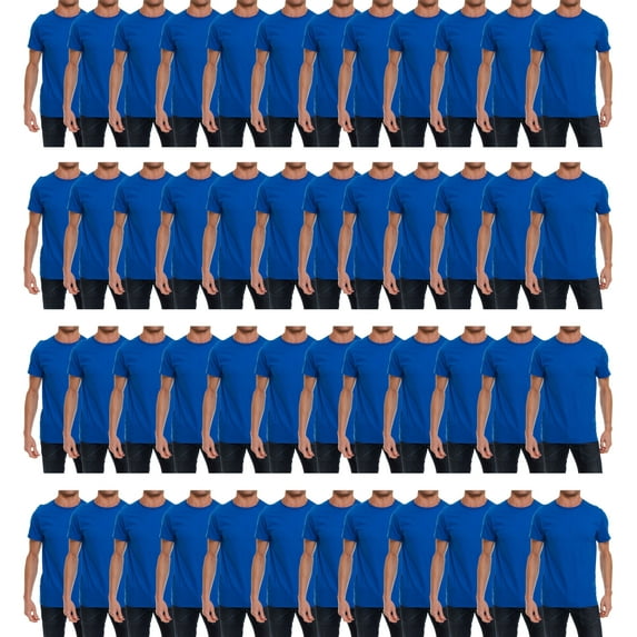 SOCKS'NBULK Mens Cotton Crew Neck Short Sleeve T-Shirts Royal Blue Color Bulk Pack Value Deal (48, X-Large)