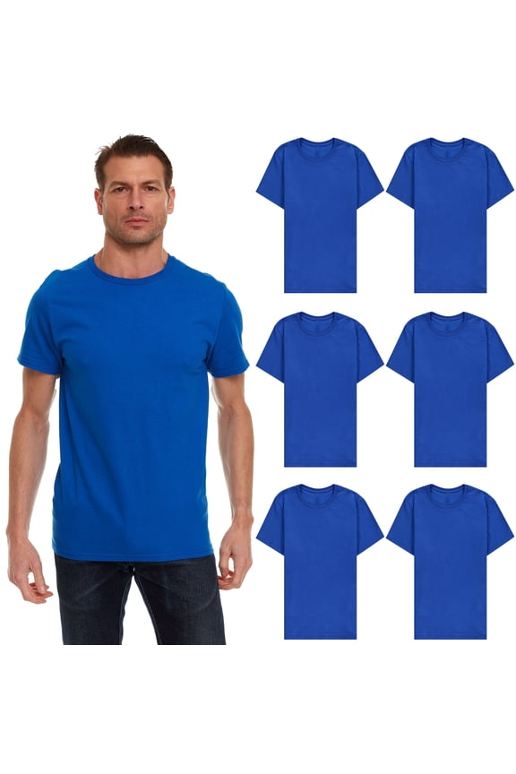 Mens Cotton Crew Neck Short Sleeve T-Shirts Royal Blue Color Bulk Pack Value Deal (6, Small)