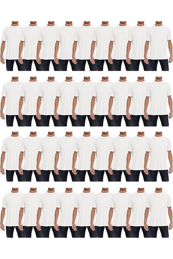 SOCKS'NBULK Mens Cotton Crew Neck Short Sleeve T-Shirts White Colors Bulk Pack (36 Pack - X-Large)