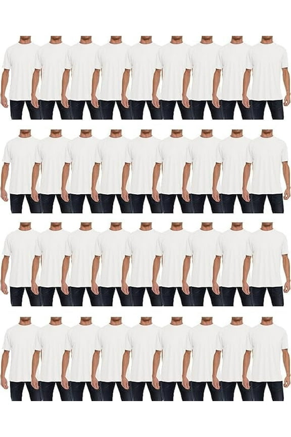Mens Cotton Crew Neck Short Sleeve T-Shirts White Colors Bulk Pack (36 Pack - XX-Large)