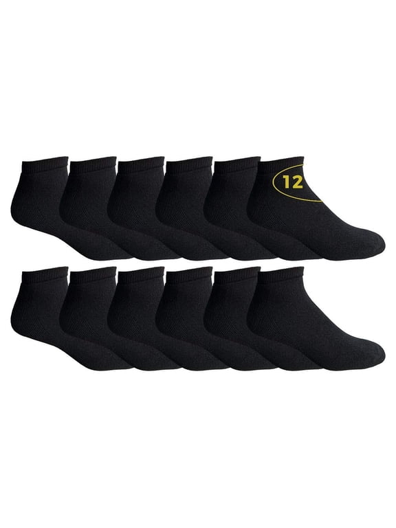 Mens Cotton No Show Socks, Soft Sports Socks In Bulk, King Size 10-13 (Black, 12)