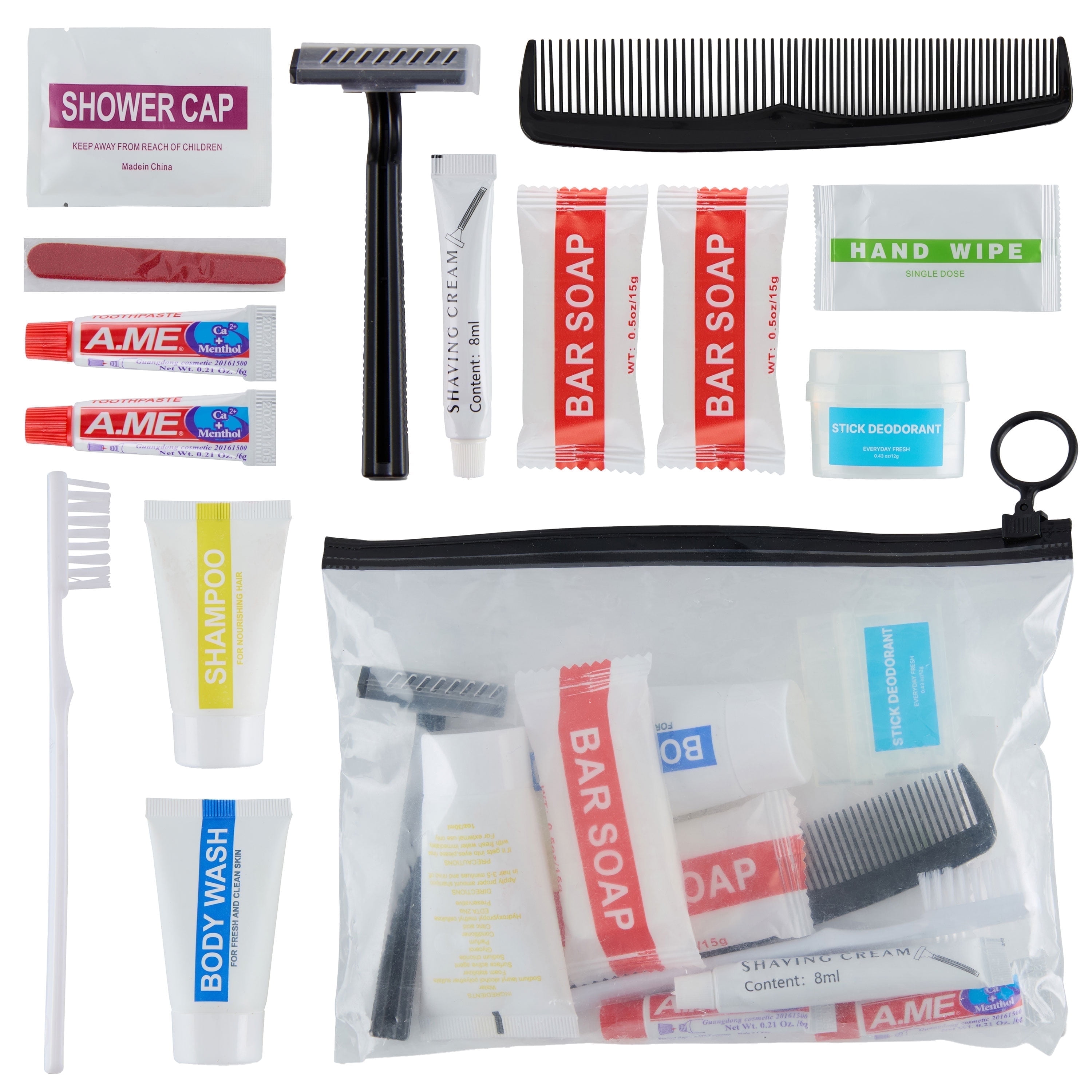 Wholesale Case of 25 Basic Hygiene Kits for Donations – Bulk Toiletry Supplies in Zip Pouch – Perfect for Donations Homeless Shelters, Relief Efforts & Charity Drives (50ct)