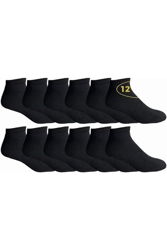 Mens Cotton No Show Socks, Soft Sports Socks In Bulk, King Size 10-13 (Black, 12)