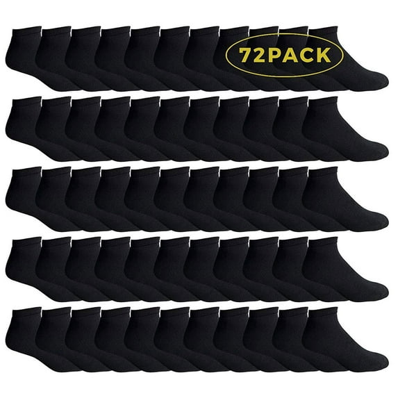 SOCKS'NBULK Mens Cotton No Show Socks, Soft Sports Socks In Bulk, King Size 10-13 (Black, 72)