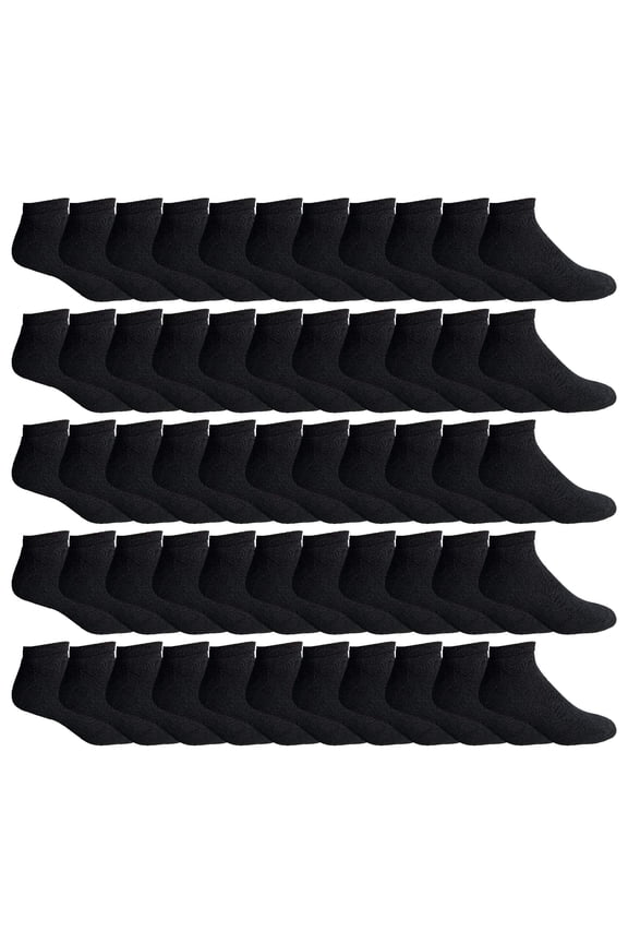 Mens Cotton No Show Socks, Soft Sports Socks In Bulk, King Size 10-13 (Black, 72)