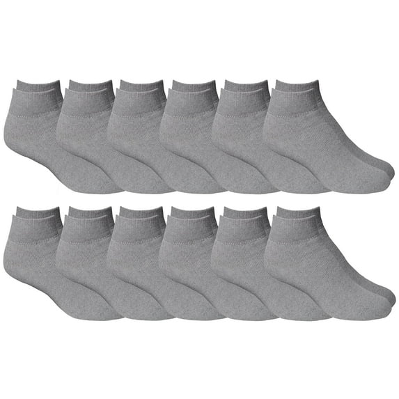 SOCKS'NBULK Mens Cotton No Show Socks, Soft Sports Socks In Bulk, King Size 10-13 (Gray, 12)