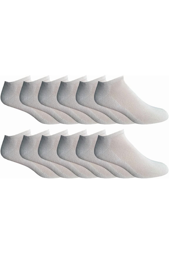 Mens Cotton No Show Socks, Soft Sports Socks In Bulk, King Size 10-13 (White, 12)