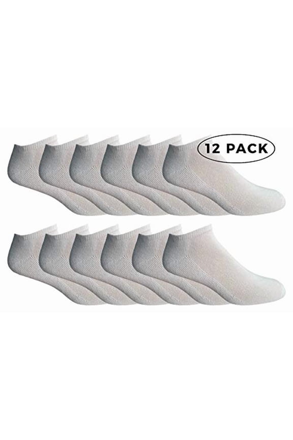 Mens Cotton No Show Socks, Soft Sports Socks In Bulk, King Size 10-13 (White, 12)