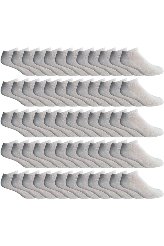 Mens Cotton No Show Socks, Soft Sports Socks In Bulk, King Size 10-13 (White, 60)