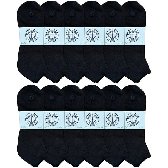 SOCKS'NBULK Mens Cotton No Show Socks, Soft Sports Socks In Bulk, King Size 13-16 (Black, 12)