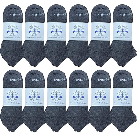SOCKS'NBULK Mens Cotton No Show Socks, Soft Sports Socks In Bulk, King Size 13-16 (Gray, 12)