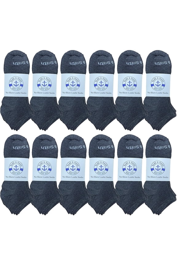 Mens Cotton No Show Socks, Soft Sports Socks In Bulk, King Size 13-16 (Gray, 12)