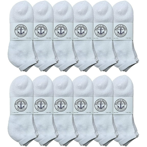 SOCKS'NBULK Mens Cotton No Show Socks, Soft Sports Socks In Bulk, King Size 13-16 (White, 12)