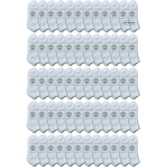 SOCKS'NBULK Mens Cotton No Show Socks, Soft Sports Socks In Bulk, King Size 13-16 (White, 240)