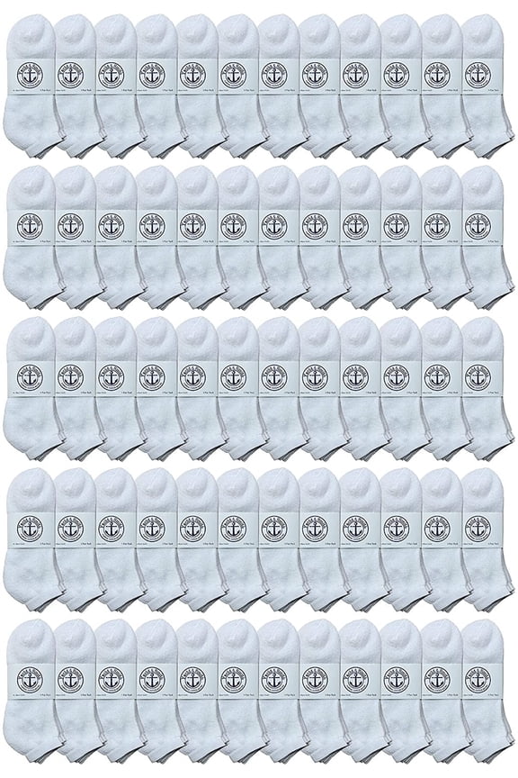 Mens Cotton No Show Socks, Soft Sports Socks In Bulk, King Size 13-16 (White, 60)