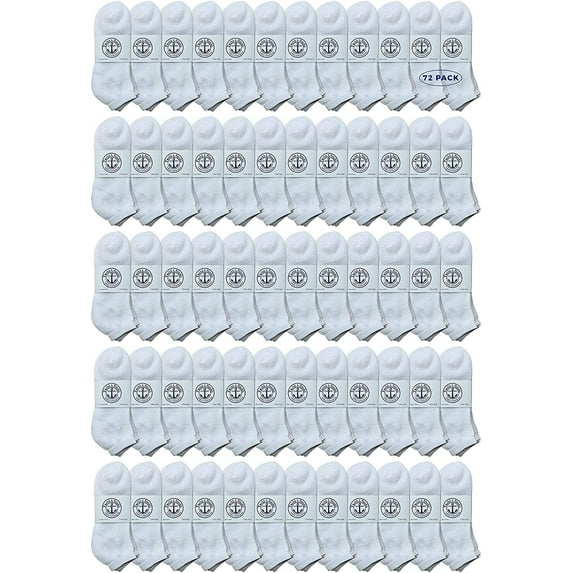 SOCKS'NBULK Mens Cotton No Show Socks, Soft Sports Socks In Bulk, King Size 13-16 (White, 72)
