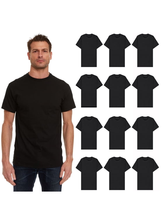 Mens Cotton Short Sleeve Lightweight T-Shirts, Bulk Crew Tees for Guys, Solid Bright Colors T-Shirt (Black, 2X-Large, xx_l)