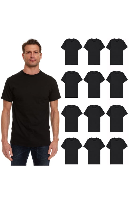 Mens Cotton Short Sleeve Lightweight T-Shirts, Bulk Crew Tees for Guys, Solid Bright Colors T-Shirt (Black, 2X-Large, xx_l)