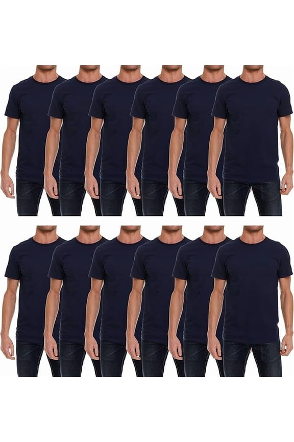 Mens Cotton Short Sleeve Lightweight T-Shirts, Bulk Crew Tees for Guys, Solid Bright Colors T-shirt (NAVY BLUE, Medium, m)
