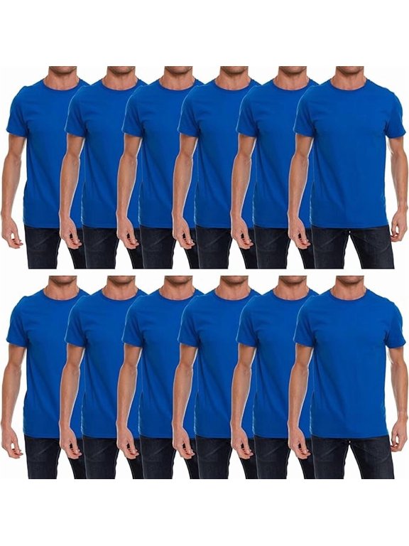 Mens Cotton Short Sleeve Lightweight T-Shirts, Bulk Crew Tees for Guys, Solid Bright Colors T-shirt (ROYAL BLUE, Small, s)
