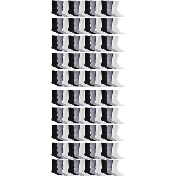 SOCKS'NBULK Mens Cotton Socks, Athletic Sport Socks Shoe Size 10-13 (120 Pairs Mixed Assorted)