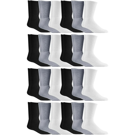 SOCKS'NBULK Mens Cotton Socks, Athletic Sport Socks Shoe Size 10-13 (24 Pairs Mixed Assorted)