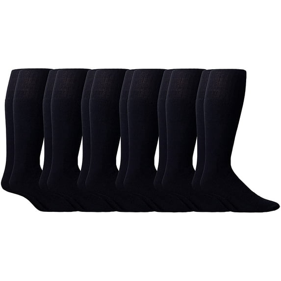 SOCKS'NBULK Mens Referee Cotton Tube Socks, Solid and Striped, Sports Sock, Casual Sock (6 Pairs Navy)