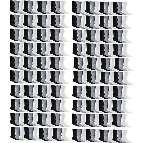 SOCKS'NBULK Mens & Sports Crew, Athletic Case Pack Socks, (240 Pairs Assorted, Mens 10-13 (Shoe Size 7-12))