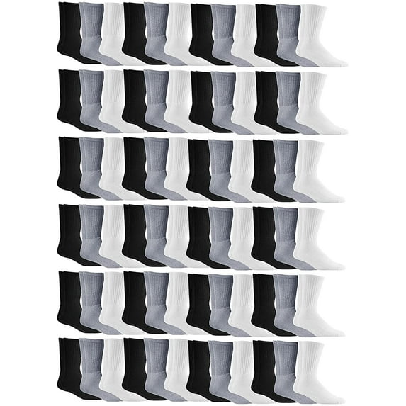 SOCKS'NBULK Mens & Sports Crew, Athletic Case Pack Socks, (72 Pairs Assorted, Mens 10-13 (Shoe Size 7-12))