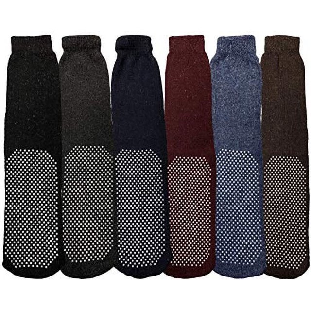 SOCKS'NBULK Mens Thermal Slipper Socks, NonSkid with Gripper Bottom