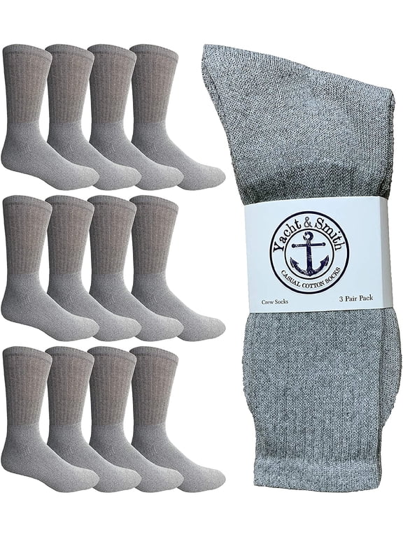 Mens Wholesale Bulk Cotton Socks, Athletic Sport Socks Shoe Size 10-13 (Gray, 12)