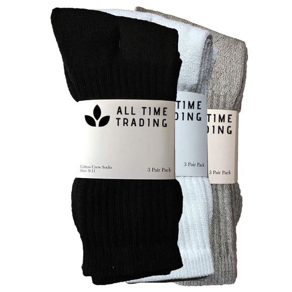 SOCKS'NBULK Mens Wholesale Cotton Crew Socks - Assorted Color Sport Socks For Men - 10-13 - 12 Pack